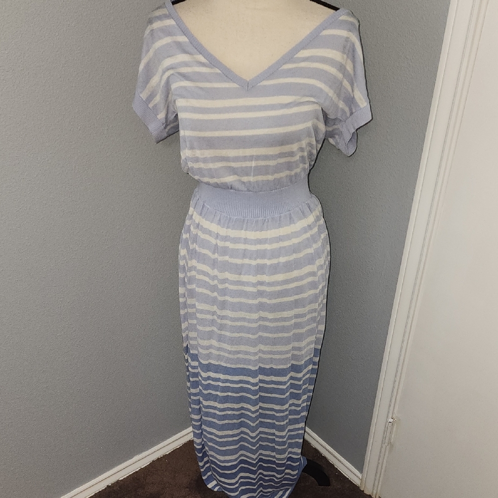 Victoria's Secret Blue and White Striped Midi Dress